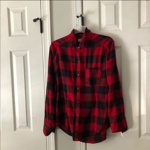Hollister Black and Red Button Down Flannel Medium
